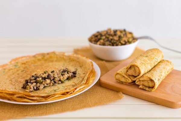 Blinchik with chicken and mushroom filling